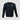 A black long-sleeved sweater with a round neck and a small logo on the chest.